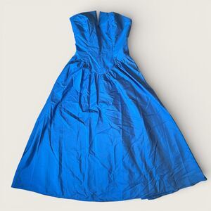 Vintage Blue Strapless Gown Dress Full Skirt Formal Union Made ILGWU